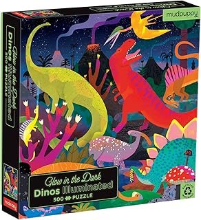 Dinosaurs Illuminated 500 Piece Glow in The Dark Family Puzzle