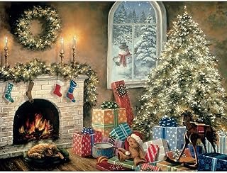 Bits and Pieces – 300 Large Piece Glow in The Dark Puzzle for Adults – Not a Creature was Stiring, Christmas Eve, Holiday…