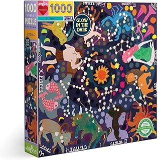 eeBoo Piece and Love Zodiac Constellation 1000 Piece Square Adult Jigsaw Puzzle Glow in The Dark