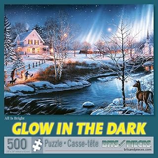 Bits and Pieces - 500 Piece Glow in The Dark Jigsaw Puzzle for Adults - All is Bright - 500 pc Jigsaws by Artist James Meger