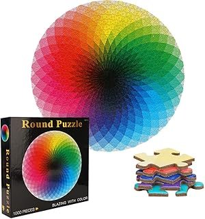 TINYOUTH 1000 Pieces Rainbow Round Puzzle for Adults, Colour Gradient Jigsaw Puzzle, 67.5cm/26.57in 2mm Cardboard Puzzle -…