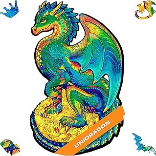 UNIDRAGON Original Wooden Jigsaw Puzzles – Guarding Dragon, 97 pcs, Small 16 х 26 cm, Beautiful Package, Unique Shape, Bes…