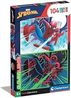 Clementoni 27555 Lights Collection- Marvel Spiderman, Glow in The dark-104 Pieces-Jigsaw Kids Age 6-Made in Italy, Cartoon…