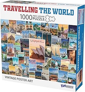 1000 Piece Jigsaw Puzzle, Travelling The World Postcard Collage Puzzle