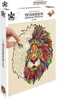 Puzzle Master Wooden Puzzle – Art Jigsaw Wood Cut Puzzle with Display Stand for Adults and Kids – Lion 145-Pieces Set