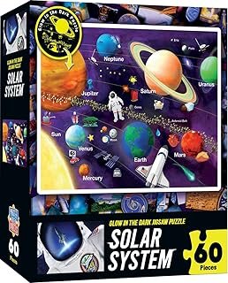 MasterPieces 60 Piece Glow in The Dark Jigsaw Puzzle for Kids – Solar System – 16.5″x12.75″