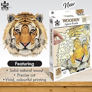 Puzzle Master ‘Tiger 2.0’ – Unique Animal-Shaped Wooden Puzzle for Adults – Art Jigsaw Wood Cut Puzzle with Display Stand …