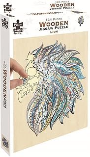 Puzzle Master Wooden Puzzle – Art Jigsaw Wood Cut Puzzle with Display Stand for Adults and Kids – Lion 2.0 124-Pieces Set