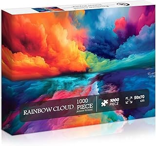 Impossible Puzzles for Adults 1000 Piece, Hard Difficult Jigsaw Puzzles for Adults Painting, Gradient Rainbow Colorful Cha…