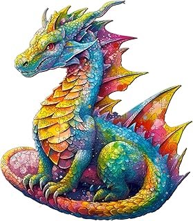 Woodemon Wooden Puzzles for Adults, Dragon Wooden Jigsaw Puzzles Kids, (M-200pcs) Unique Shaped Animal Wood Puzzles, Woode…