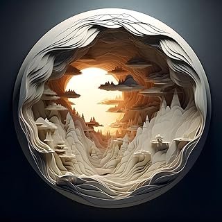 Bgraamiens Puzzle-Dawn- 3D Visual Dawn Inside a Cave 1000 Pieces Round Puzzle for Adult, Hard Challenge Puzzle for Adult