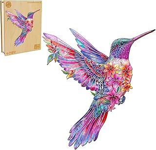 Wooden Jigsaw Puzzles for Adults, Beautiful Hummingbird Wooden Puzzles, Unique Animal Shape Wood Cut Puzzles(S, 8.4 * 7.8i…