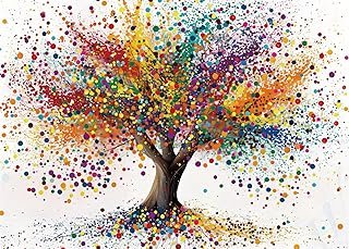 Colorful Tree of Life Puzzle for Adult 1000 Piece, Rainbow Gradient Tree Jigsaw Puzzle, Abstract Art Puzzle for Home Decor