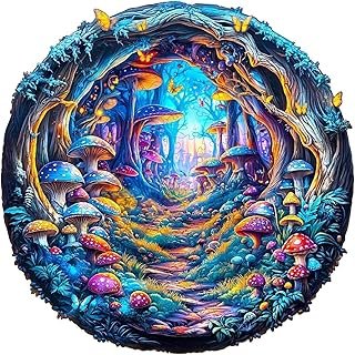 Wooden Puzzles for Adults, Magic Mushroom Puzzle, Unique Shape Puzzle, Mystery Puzzle, Wooden Jigsaw Puzzles for Adults, W…