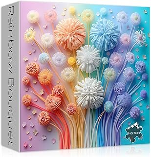 Flower Puzzles for Adults 1000 Pieces, Impossible Floral Puzzles, Colorful Rainbow Gradient Puzzle Hard，Challenging Spring...