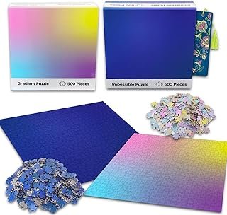 Impossible Puzzles for Adults - Difficult Jigsaw Puzzles for Adults Bundle with Solid Color Jigsaw Puzzle & Gradient Jigsa...