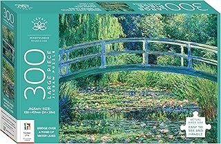 Elevate 300pc Jigsaw Bridge Over a Pond of Water Lilies – Large-Piece Puzzle Featuring Monet’s Iconic Masterpiece – Relaxi…